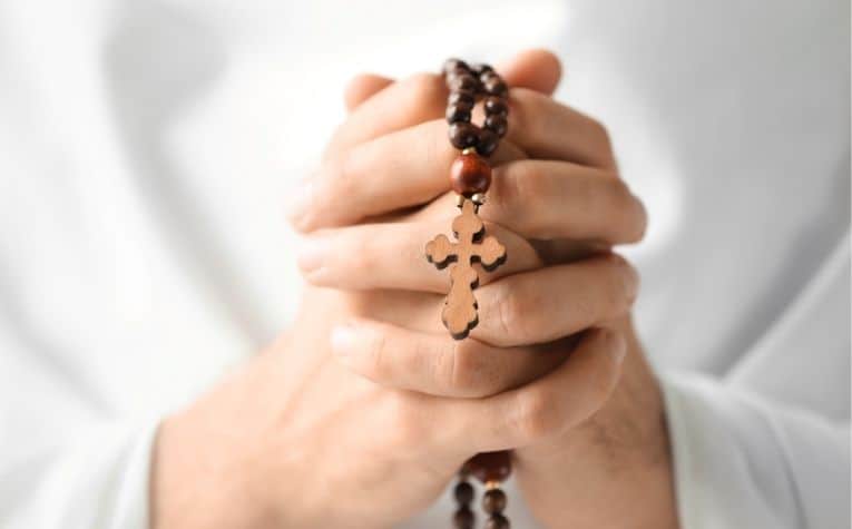 brown rosary beads