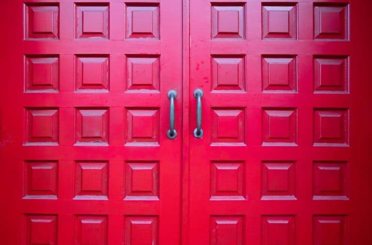 church with a red door