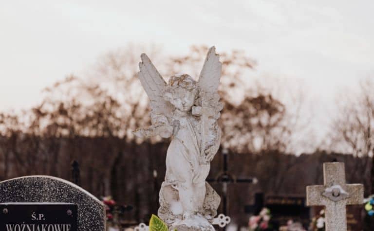 an angel in a graveyard