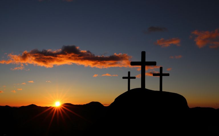 three Christian crosses