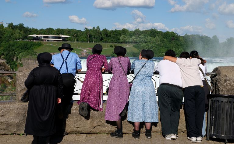 Amish blue clothes